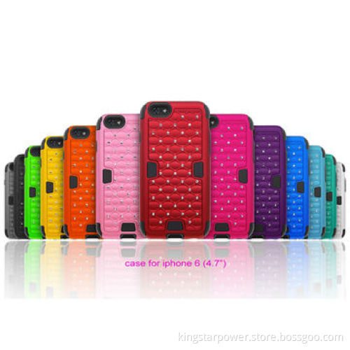 Crystal Diamond Hybrid Phone Case for iPhone 6 & iPhone 6 Plus, Rhinestone Studded, PC+SiliconeNew